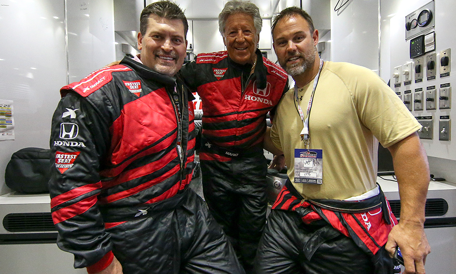Mark Schlereth, Mario Andretti, and Mike Alstott