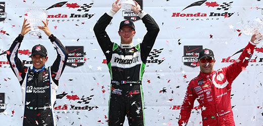Sebastien Bourdais, Helio Castroneves, and Tony Kanaan