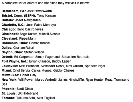 2016 Media Tour Locations