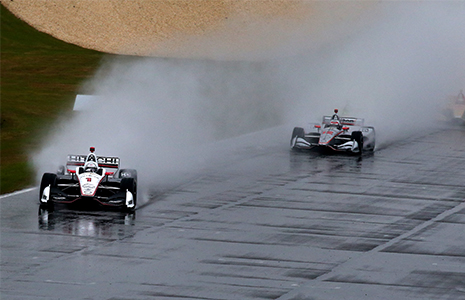 Josef Newgarden leads at Barber in rain 2018