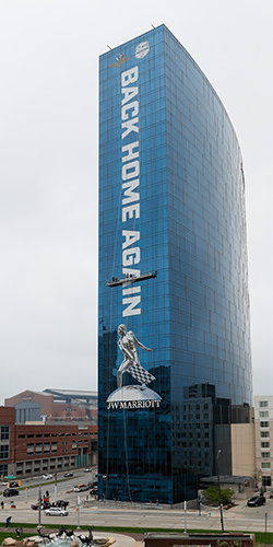 JW Marriott hotel spine with graphic