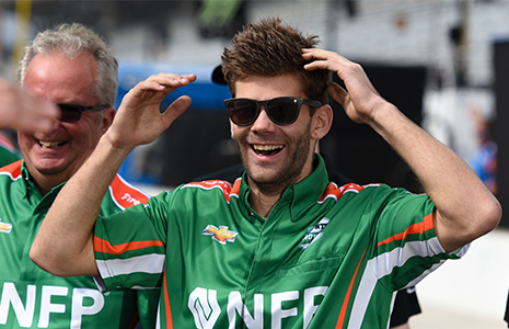 Juncos Racing crewman celebrates