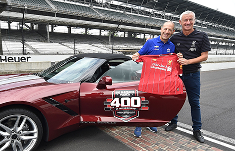 Tony Kanaan and Ian Rush on IMS yard of bricks