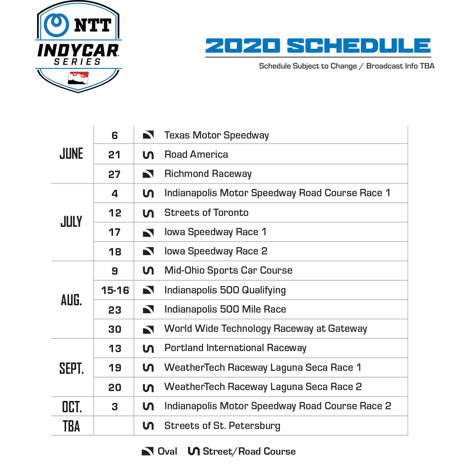 2020 NTT INDYCAR SERIES Schedule