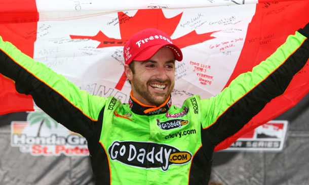 James Hinchcliffe with Canadian Flag at St. Pete