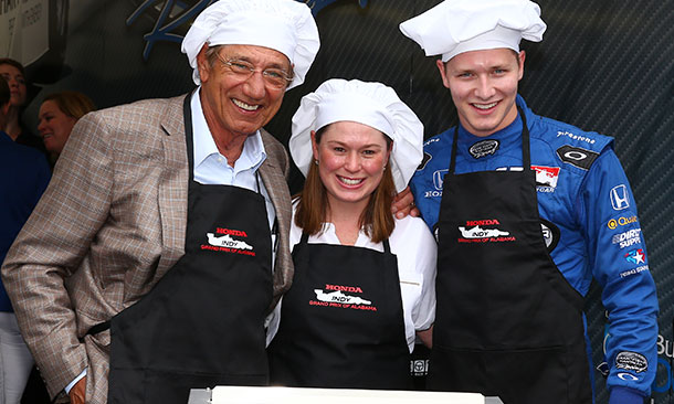 Josef Newgarden cooks with Joe Namath
