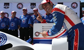 Thumbnail for Castroneves makes quick work of track record