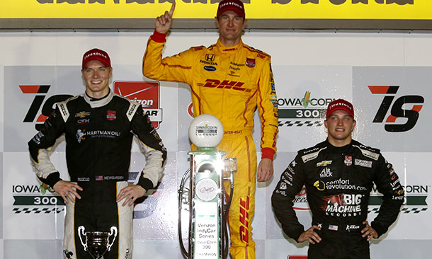 Ryan Hunter-Reay, Josef Newgarden, and Sage Karam
