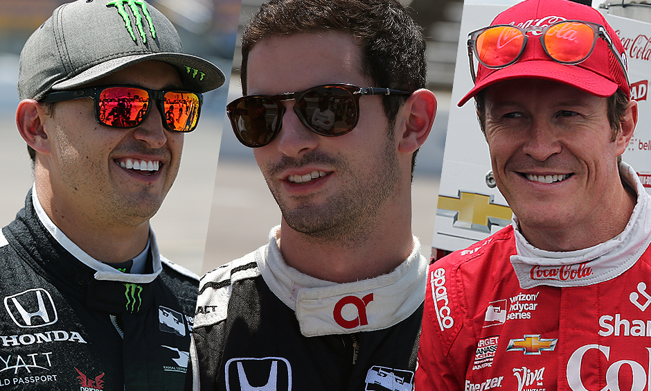 Graham Rahal, Alexander Rossi, and Scott Dixon