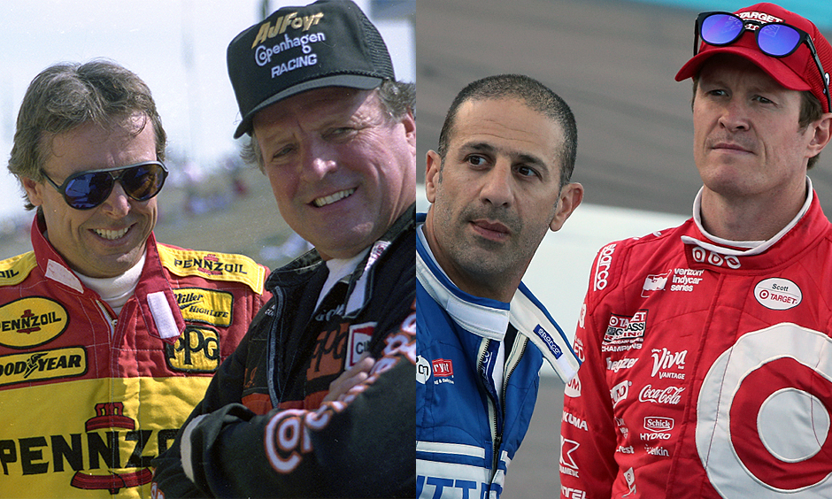 Rick Mears, A.J. Foyt, Tony Kanaan, and Scott Dixon