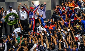 Thumbnail for Sato etches name into Indianapolis 500 record book with win