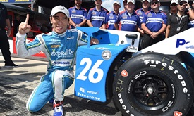 Thumbnail for Dramatic run earns Sato pole position for ABC Supply 500
