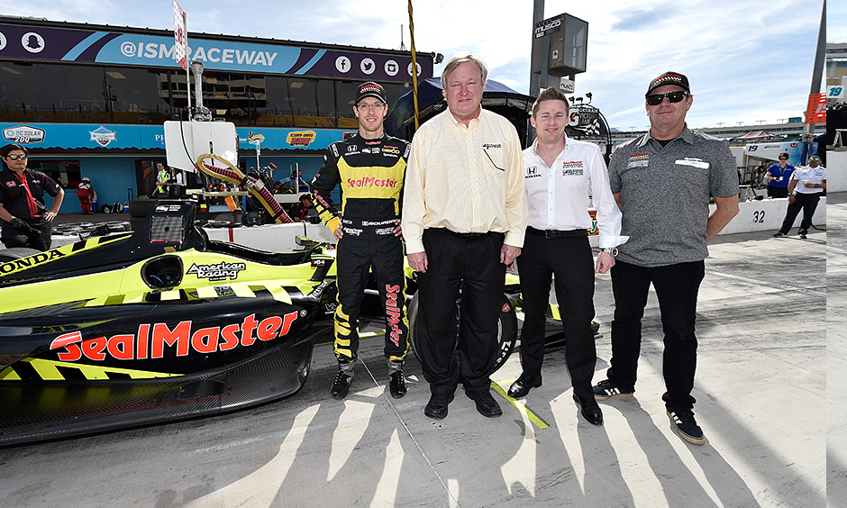 Sebastien Bourdais, Dale Coyne, James 'Sulli' Sullivan, and Jimmy Vasser