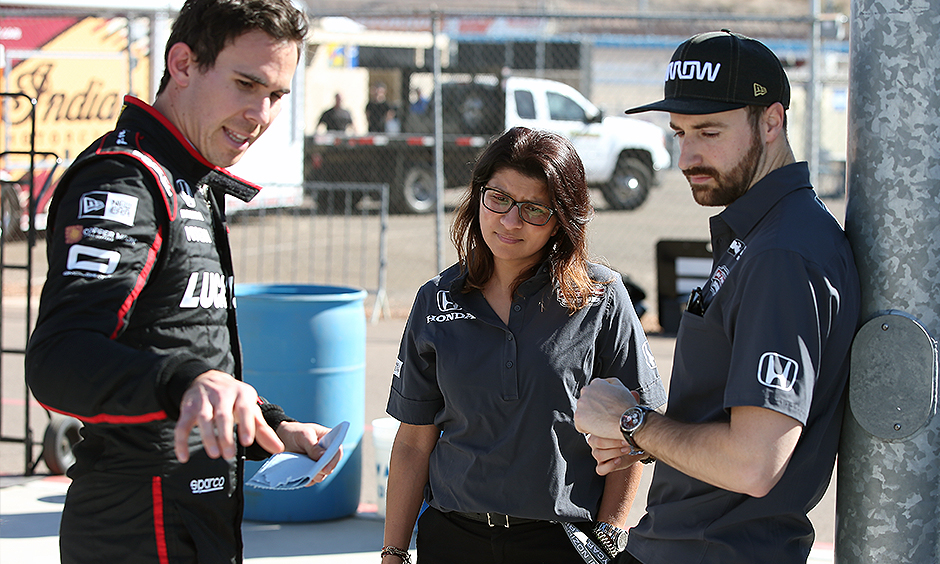 Robert Wickens, Leena Gade, and James Hinchcliffe