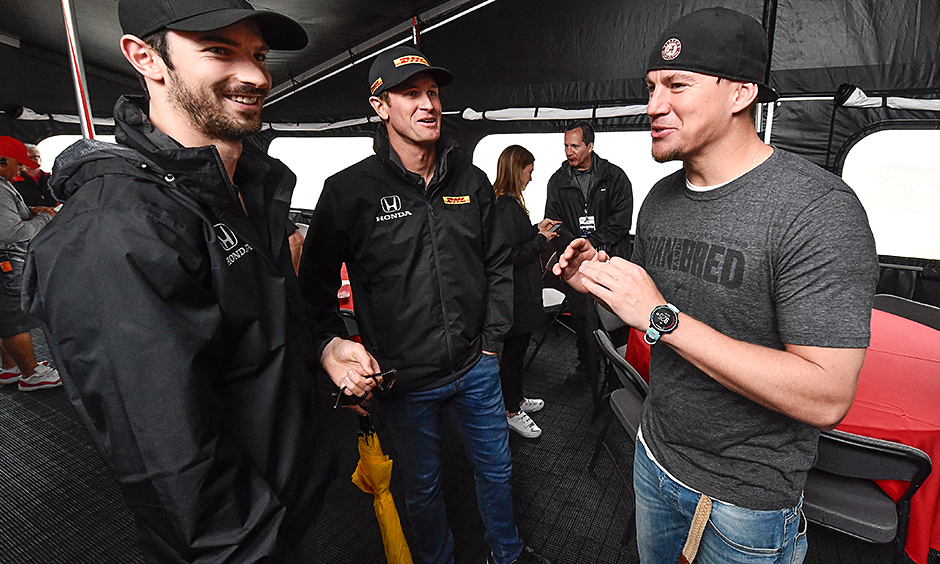 Alexander Rossi, Ryan Hunter-Reay, and Channing Tatum