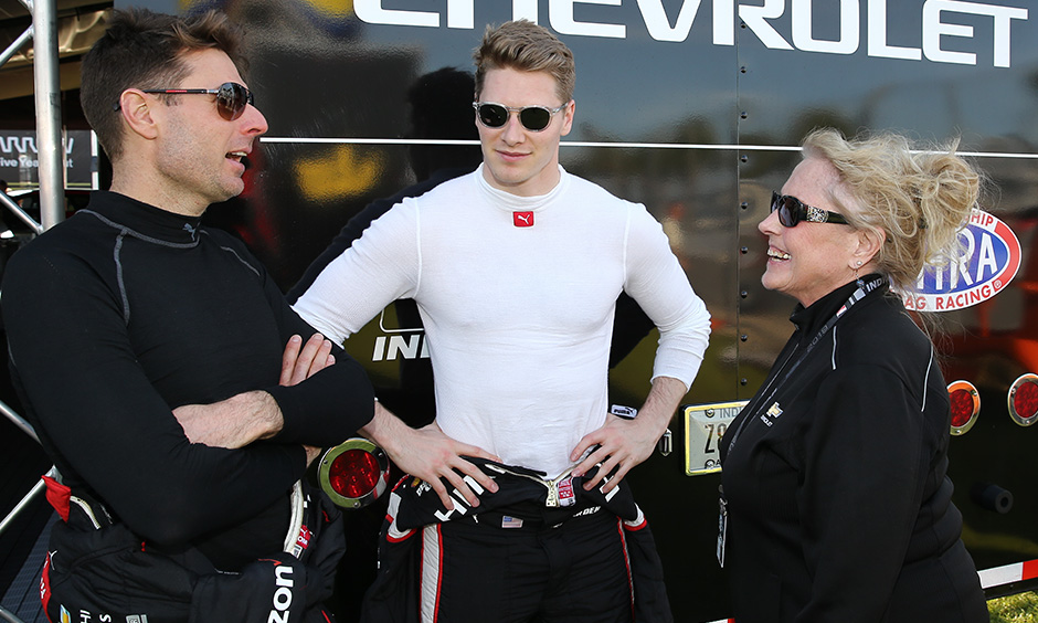 Judy Dominick, Will Power and Josef Newgarden