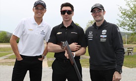 Thumbnail for Trio of drivers trade shots (real and verbal) at 'friendly' skeet competition