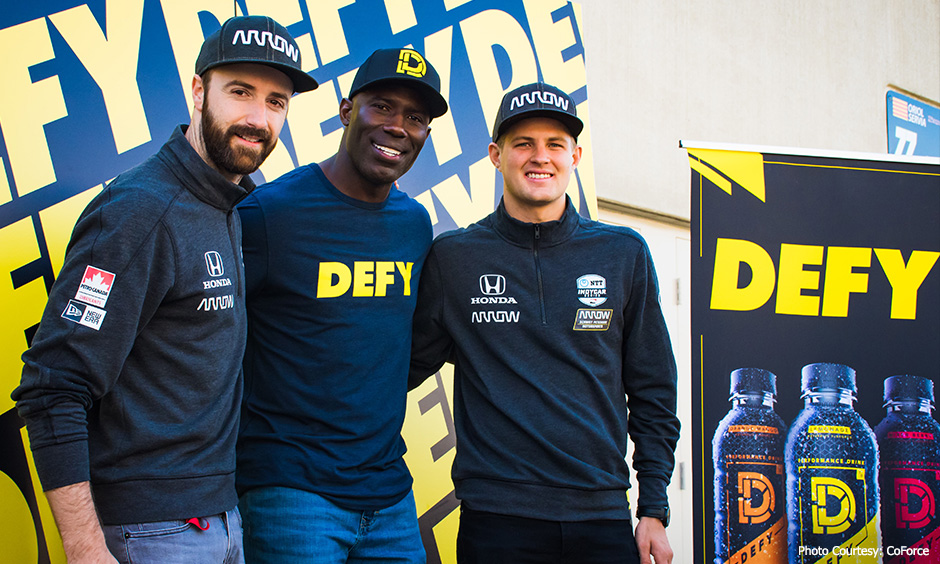 James Hinchcliffe, Terrell Davis and Marcus Ericsson