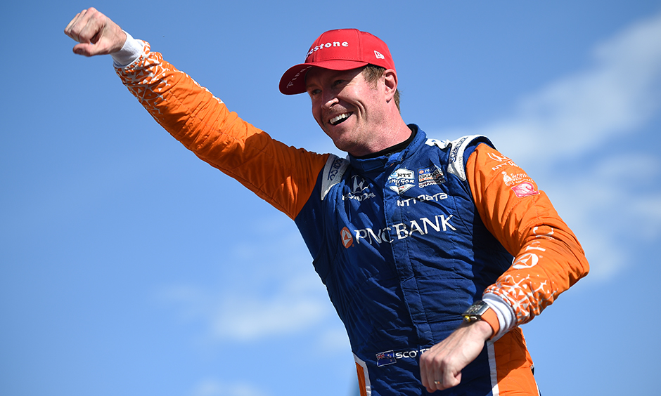 Scott Dixon celebrates win