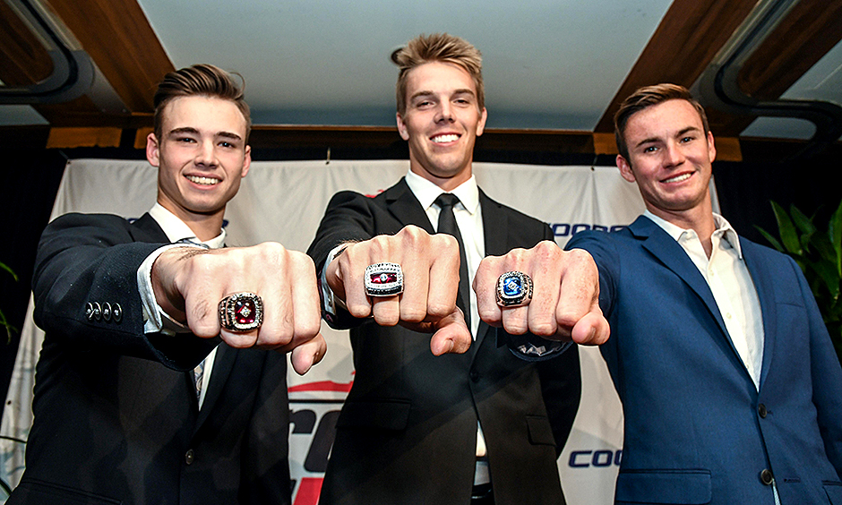 The three Road to Indy champions with their rings