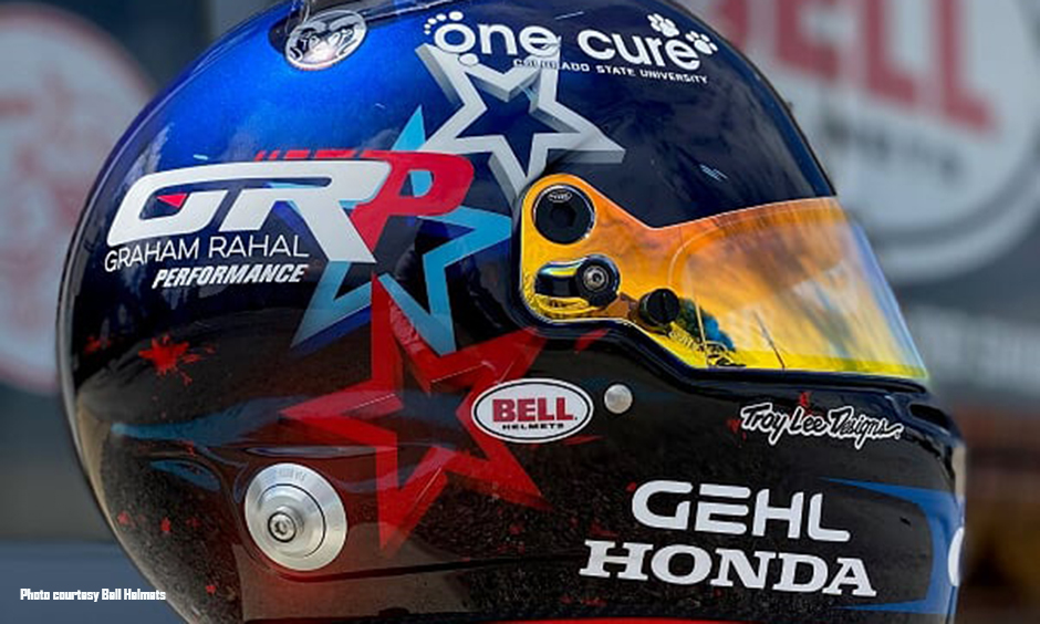 Graham Rahal's helmet honoring everyday heroes.