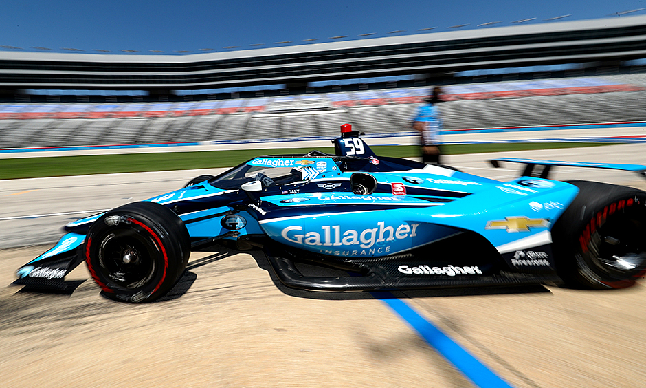 Conor Daly streaks out of pit lane.