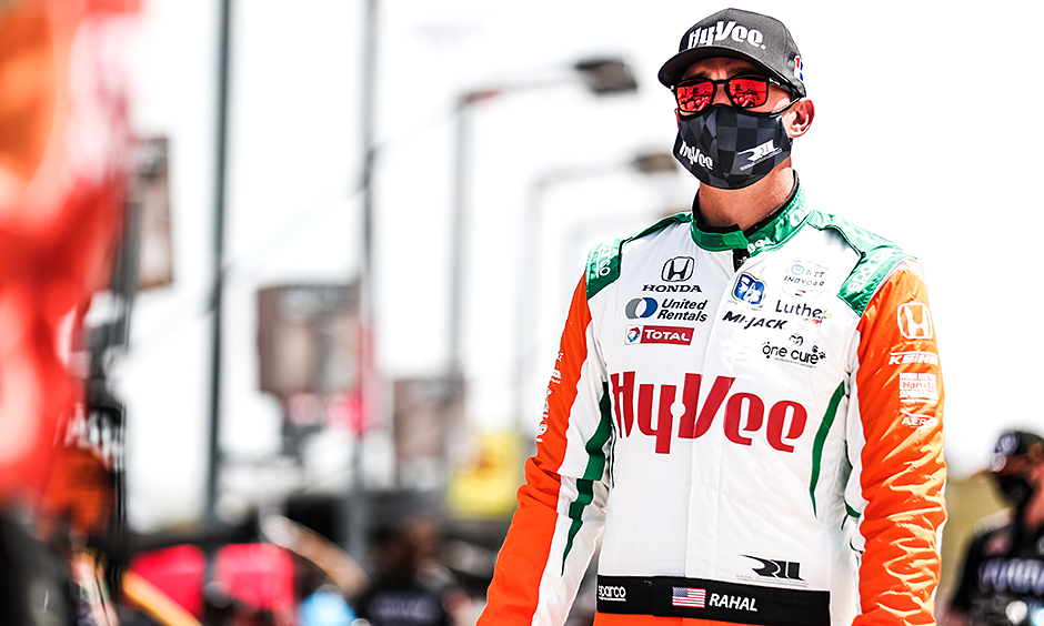 Graham Rahal on pit lane at Iowa Speedway