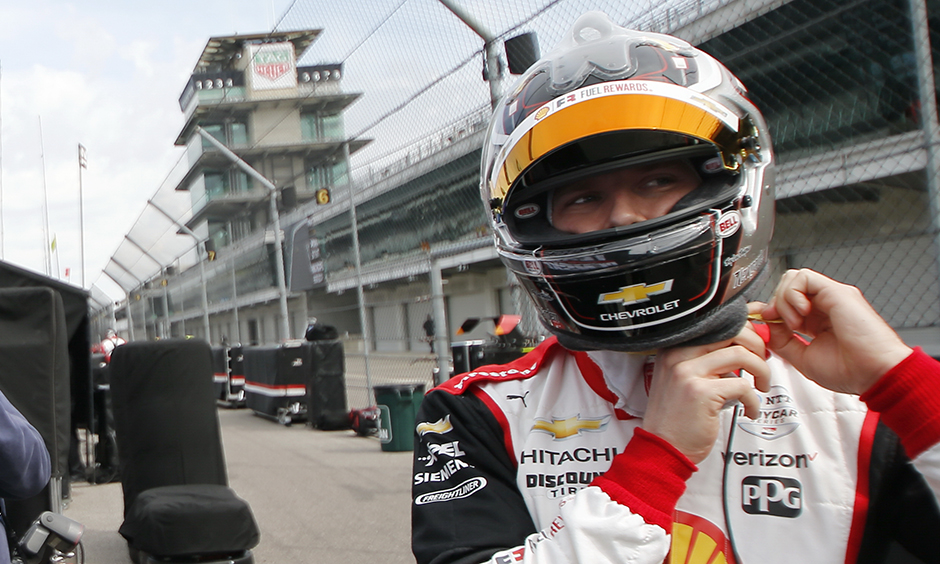 Josef Newgarden in a helmet
