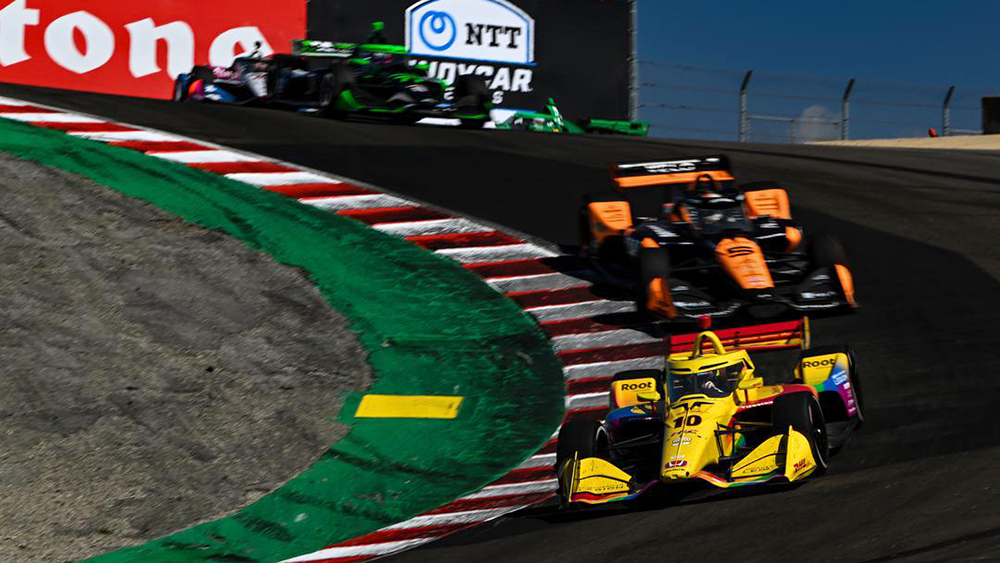 Alex Palou leading at WeatherTech Raceway Laguna Seca.