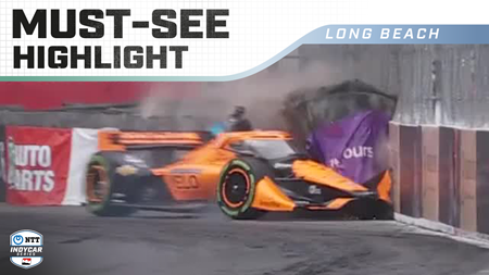 thumbnail for Christian Lundgaard Slams into the Tire Barrier during Long Beach Qualifying