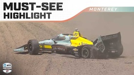 Thumbnail for Alexander Rossi Hits Tire Wall in Opening Practice