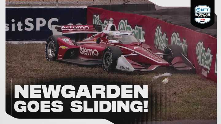 Josef Newgarden Slides Through Dirt in Practice