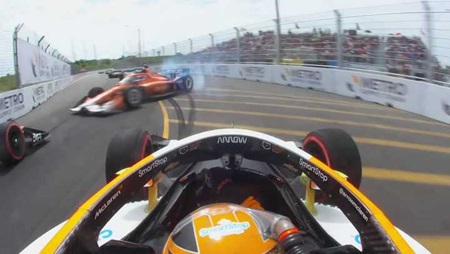 thumbnail for Scott Dixon sent spinning, collects Christian Rasmussen